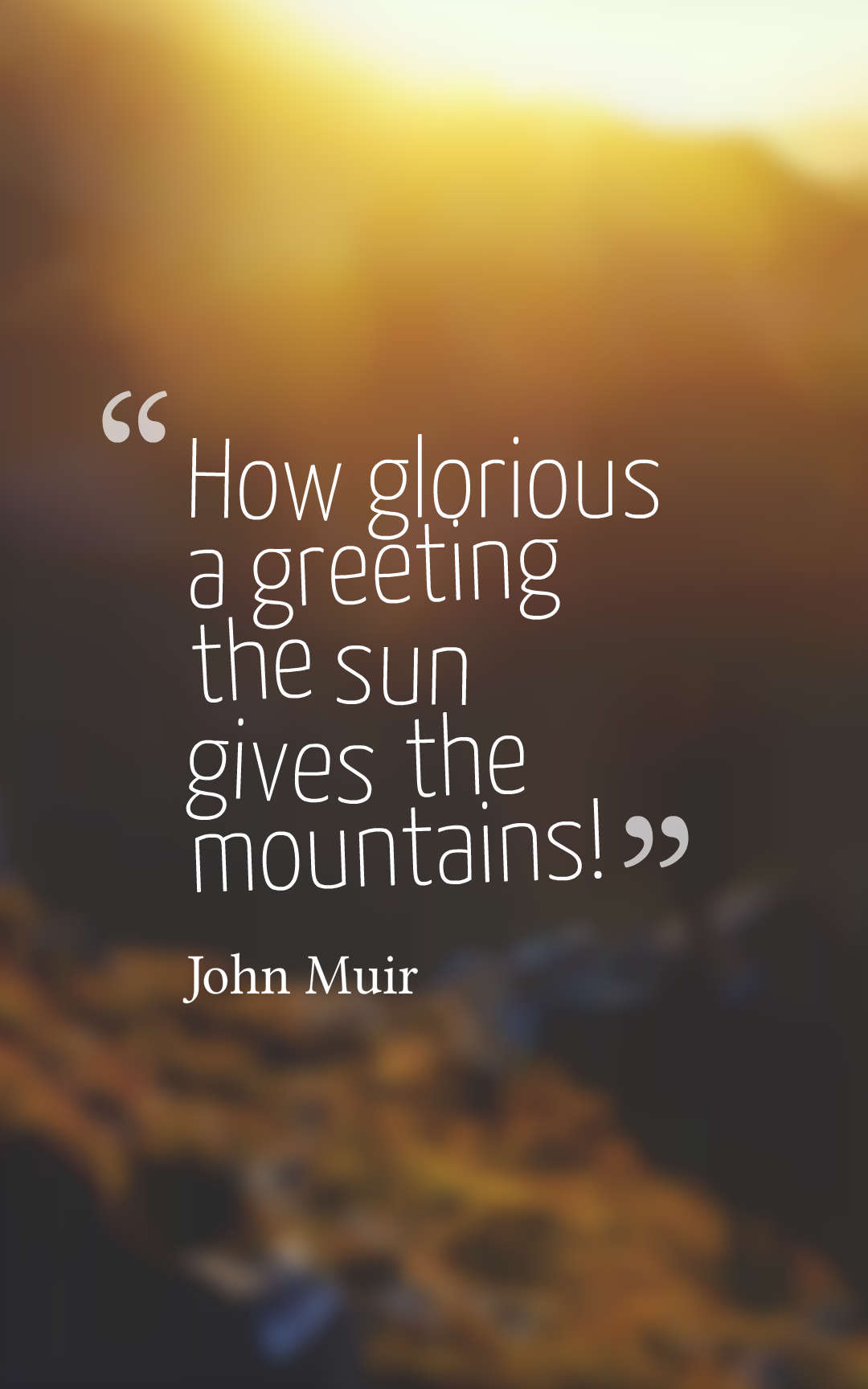 How glorious a greeting the sun gives the mountains!