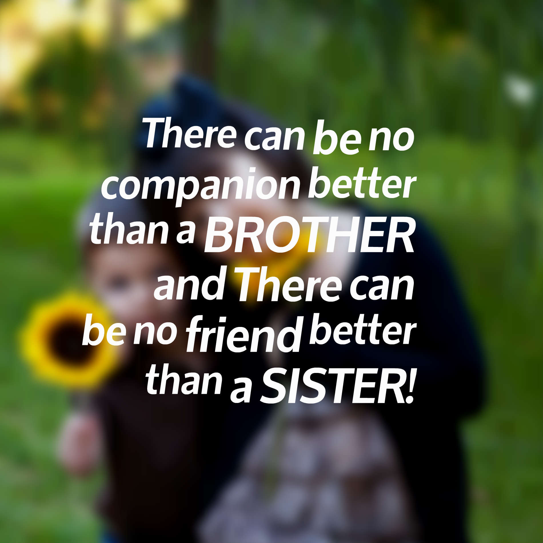 There can be no companion better than a BROTHER and There can be no friend better than a SISTER!