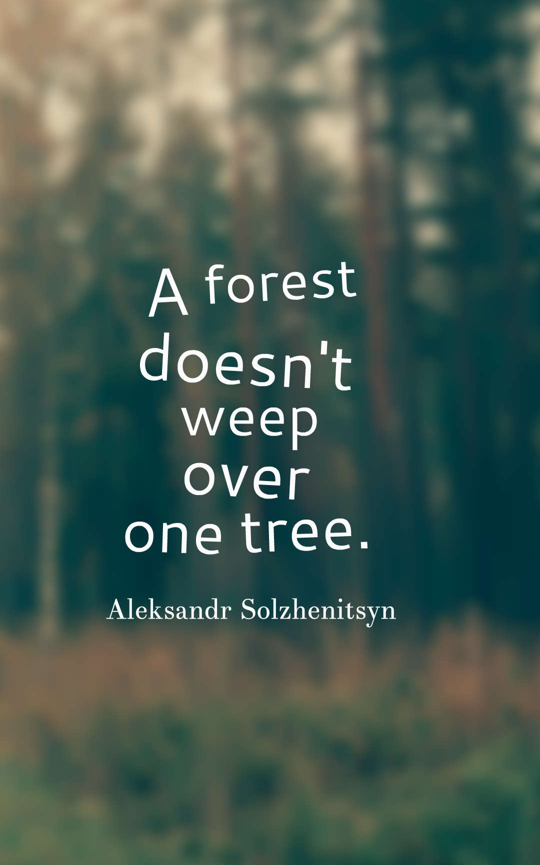 A forest doesn't weep over one tree.