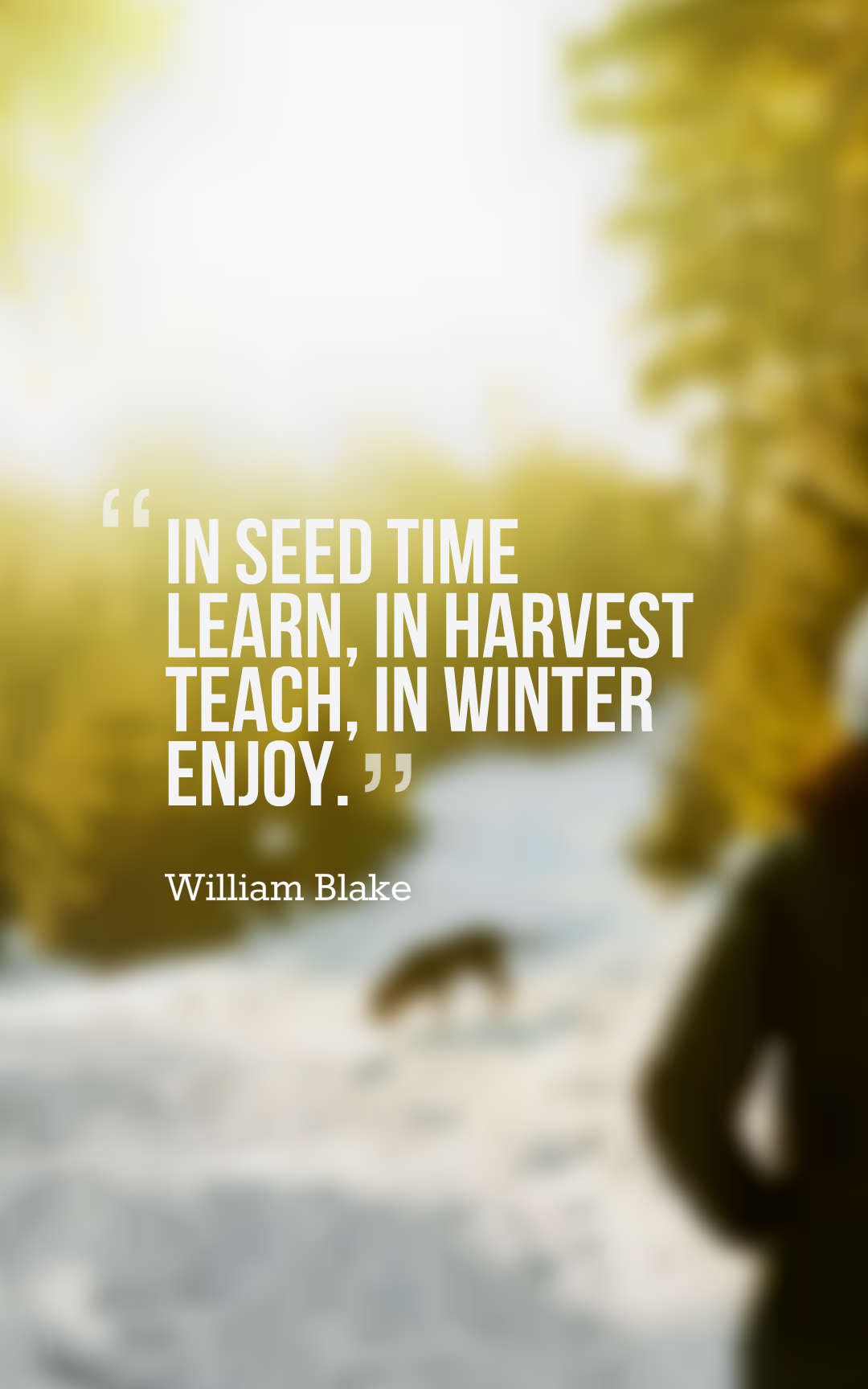 In seed time learn, in harvest teach, in winter enjoy.