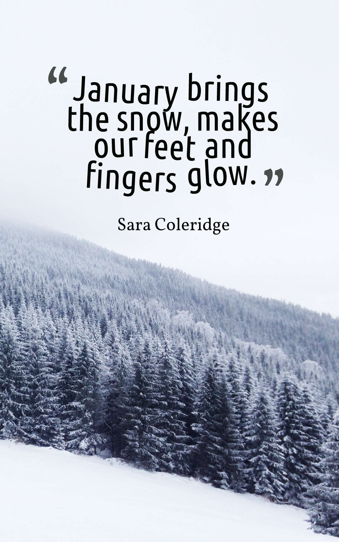 January brings the snow, makes our feet and fingers glow.