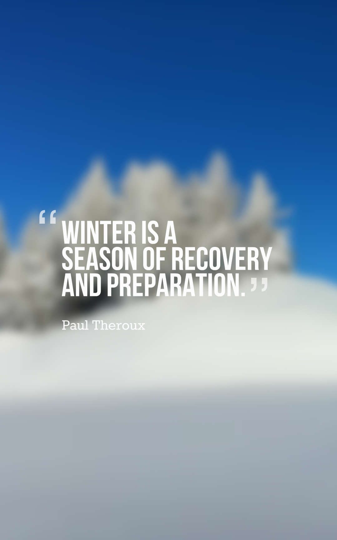 Winter is a season of recovery and preparation.