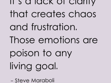 It’s a lack of clarity that creates chaos and frustration. Those emotions are poison to any living goal.