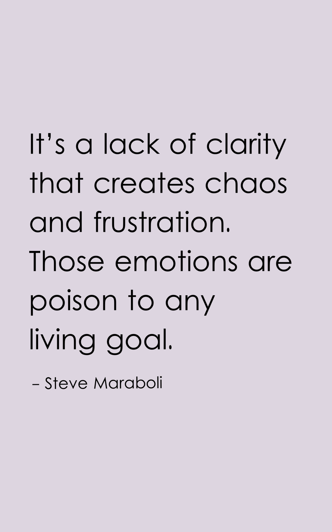 It’s a lack of clarity that creates chaos and frustration. Those emotions are poison to any living goal.