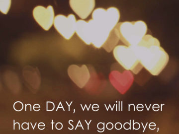 One day, we will never have to say goodbye, only goodnight.