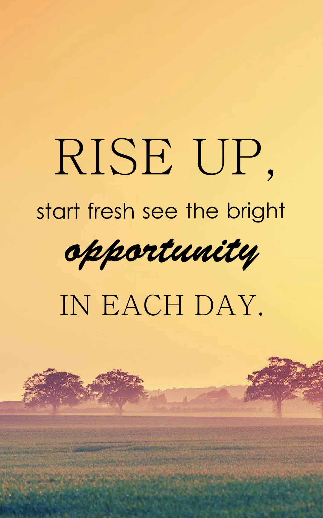 Rise up, start fresh see the bright opportunity in each day.