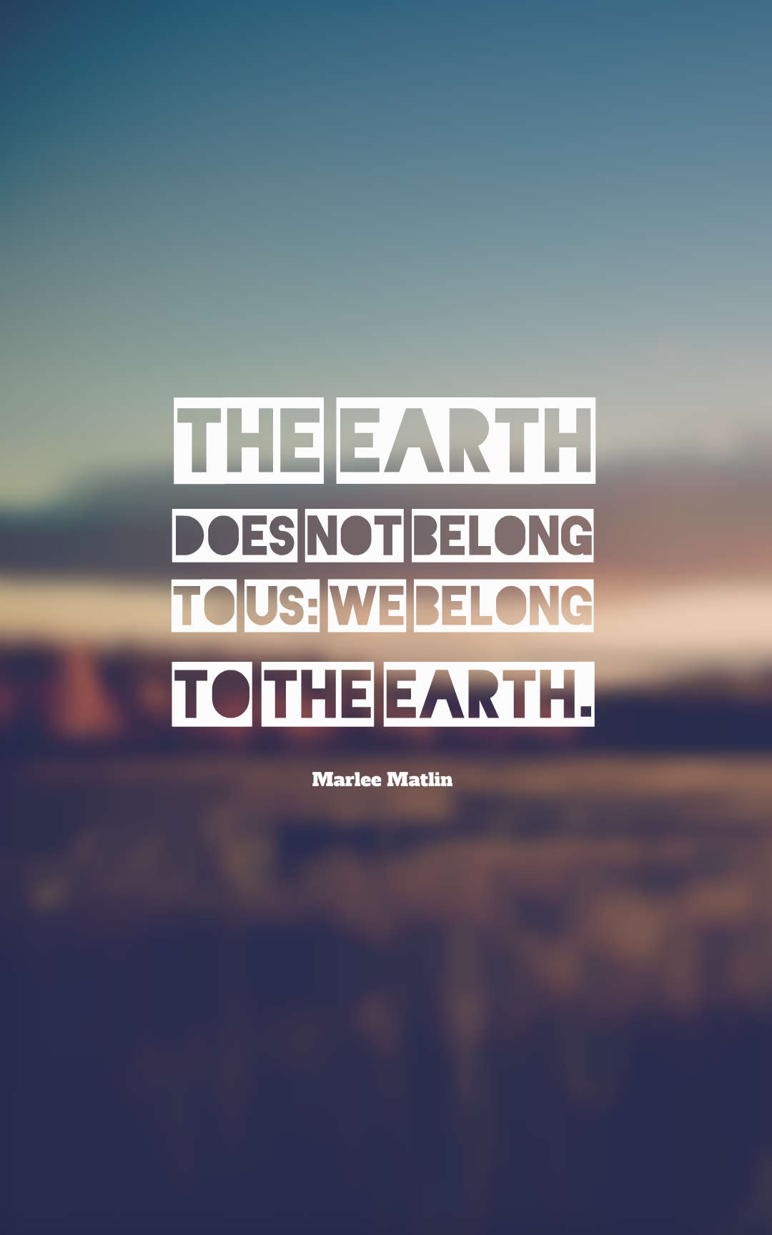 The Earth does not belong to us we belong to the Earth.