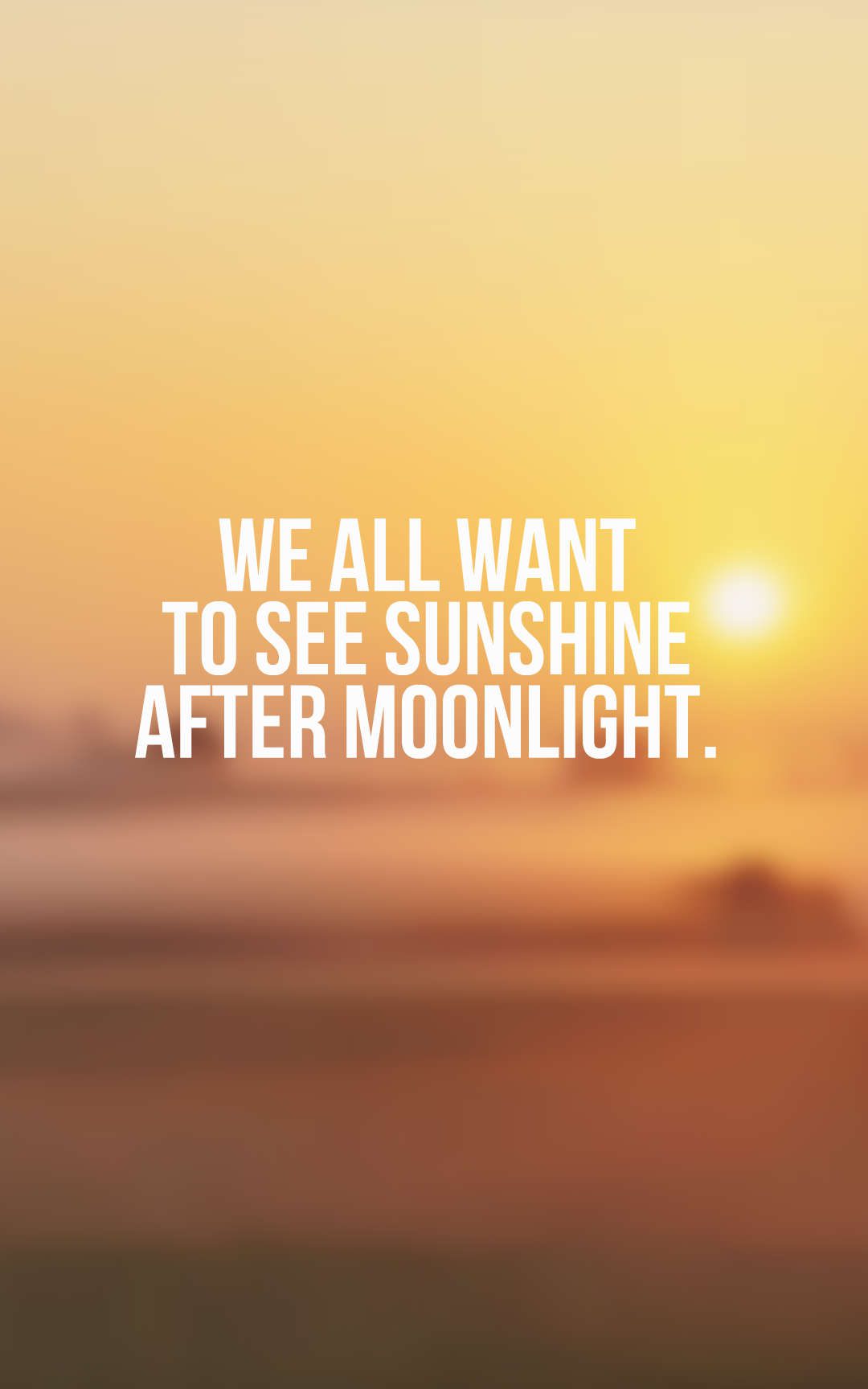 We all want to see Sunshine after Moonlight.