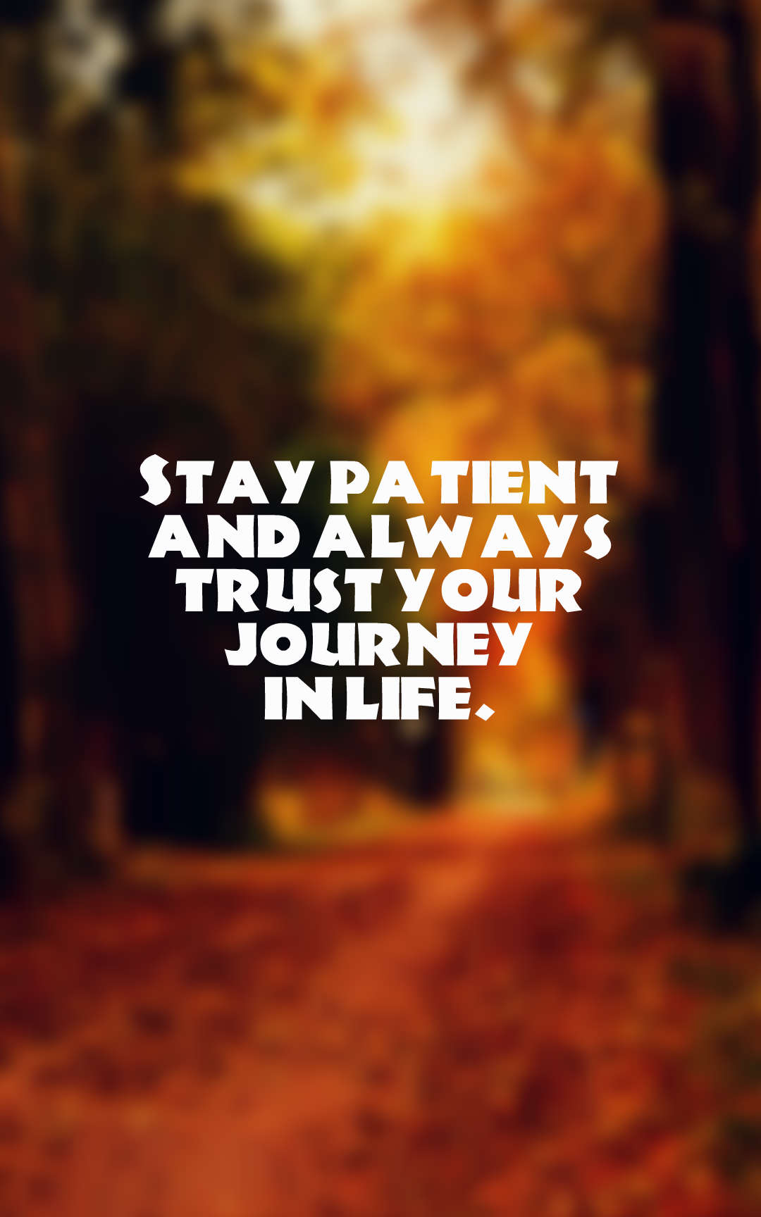 Stay patient and always trust your journey in life.
